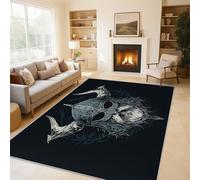 Générique Tapis Guerrier Viking Interieur 120x180cm, Motif Mythologie Nordique Odin Tapis Salon Chambre Cuisine Bureau Antidérapant, Lavable, Doux, Poil Ras, Decoration Maison QAZ26