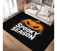 Générique Tapis Halloween Slogan Lavable 150x200 - Motif Spooky Season Citrouille, Tapis Salon Chambre Antidérapant Poil Court Doux, Decoration Chambre Descente de Lit, FD276