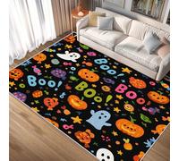 Générique Tapis Halloween, Tapis de Chambre Salon, Motif Coloré Citrouille Fantôme Boo, 100x150, Antidérapant, Lavable, Doux, Poil Ras, Decoration Maison A1966