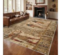 Générique Tapis Hiéroglyphes, Grand Tapis Salon 240x340 Pharaon d'Égypte Ancienne Carpette Chambre, Flanelle Poil Ras Moelleux - Antidérapa Lavable en Machine H-89