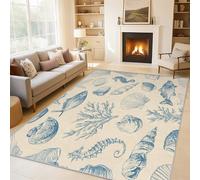 Générique Tapis Hippocampe Bord de Mer, Tapis Entree Interieur Conque Marin, Poils Antidérapant Courts Doux Moquette Paillasson Interieur Entree Un Nettoyage Facile 40x60 cm P-&85