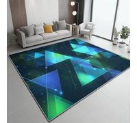 Générique Tapis Impression pour Salon 100x150 cm - Bleu Foncé Lavables avec Dos Antidérapant, Abstrait Brillant Triangle Tapis à Poils Courts pour Cuisine Salle à Manger l'entrée Bureau et Chambre