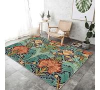 Générique Tapis Impression pour Salon 100x150 cm - Vert Lavables avec Dos Antidérapant, William Morris Vent Fleurs Vignes Tapis à Poils Courts pour Cuisine Salle à Manger l'entrée Bureau et Chambre