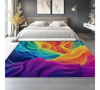 Générique Tapis Impression pour Salon 60x90 cm - Coloré Lavables avec Dos Antidérapant, Coloré Abstrait Lignes Tapis à Poils Courts pour Cuisine Salle à Manger l'entrée Bureau et Chambre