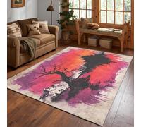 Générique Tapis Impressionnisme Arbre Lavable 150x200, Tapis Salon Chambre, Motif Montagne Lac Ancien Vieux, Antidérapant, Poil Court, Doux, Decoration Maison