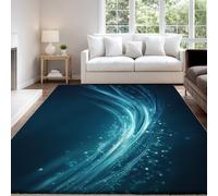 Générique Tapis imprimé Abstrait Futur Technologie Rayures Bleu pour décoration de Salon, Tapis d'intérieur Doux et antidérapant Lavable pour Chambre à Coucher, Salle à Manger, Salon 60 x 120 cm