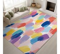 Générique Tapis Imprimé Abstrait pour Salon Chambre Décoration de la Maison Doux Lavable Chambre d'enfants Tapis de Sol de Jeu, Coups De Pinceau Dynamique Motif (Multicolore 80 x 150 cm)
