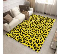 Générique Tapis Imprimé Animaux Jaune Interieur 180 x 200 cm, Tapis Salon Peau de Guépard Léopard Chambre, Moquette Motif Antidérapant Lavable Poil Ras Doux, Décoration Intérieure QAZ83