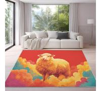 Générique Tapis imprimé Fantaisie Naturel Nuages Mouton Multicolore pour décoration de Salon, Tapis d'intérieur Doux et antidérapant Lavable pour Chambre à Coucher, Salle à Manger, Salon 120 x 160 cm