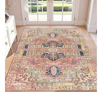 Générique Tapis,Imprimé Floral Vintage Multicolore Style Shabby Chic Moderne, Rose, 130 x 130 cm, Tapis Poils Ras Decoratif pour Fauteuil Pouf Salon Moderne Chambre Adulte ou Ado