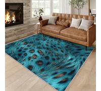 Générique Tapis Imprimé Léopard Chambre 120x120 cm, Lavable Grand Tapis Salon Peau d'animal, Poils Antidérapant Poils Ras Doux Moquette pour Bureau Cuisine Descente de Lit P-&112