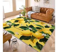 Générique Tapis imprimé Poils Courts Lavable Machine 80x150 cm Fruit Citron ThèMe Nettoyage Facile Doux Pas d'épilation Antidérapant Tapis Jaune Idéal Salon Chambre Couloir Salle Manger