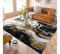 Générique Tapis imprimé Poils Courts Lavable Machine 80x150 cm Lignes Fluides Et Luxueuses Nettoyage Facile Doux Pas d'épilation Antidérapant Tapis Or Idéal Salon Chambre Couloir Salle Manger