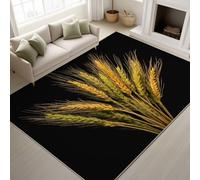 Générique Tapis imprimé Réalisme Tranquille Élégant Blé Noir Or pour décoration de Salon, Tapis d'intérieur Doux et antidérapant Lavable pour Chambre à Coucher, Salle à Manger, Salon, 140 x 200 cm