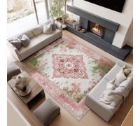 Générique Tapis Imprimé Rétro 140 X 200 Cm - Super Doux Tapis Poils Courtsfantaisie Fleurs Lavable - Decoration Chambre Maison, Rose Moquette Dessous Antidérapant