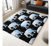Générique Tapis Imprimé Style Oriental 160 X 230 Cm - Super Doux Tapis Poils Courtsclassique Animaux Éléphant Lavable - Decoration Chambre Maison, Noir Moquette Dessous Antidérapant