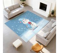 Générique Tapis Intérieur 120 x 180 cm Animation Animaux de l'hiver Tapis Neige Hamster Rose Lavable, Tapis de Chambre Moderne à Poil Ras, Antidérapant & Résistant, Tapis Sol Décor À La Maison