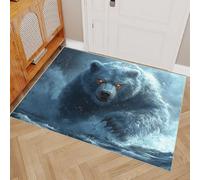 Générique Tapis Interieur 60x120cm Ours Féroce Tapis de Porte d'entrée Interieur Paillasson Microfibre Douce Lavable antidérapant pour Salon Chambre Couloir décoration Douce EL3394