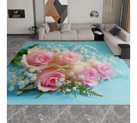 Générique Tapis Intérieur Moderne Plantes Roses Rose Bébé Souffle Lavable en Machine, Tapis Salon Multicolore Antidérapant Grand pour Salle à Manger, Chambre à Coucher, 180 x 240 cm