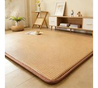 Générique Tapis Japonais en rotin Naturel, Tissage Respirant Ultra-Dense avec Coussin en Mousse à mémoire de Forme et Base antidérapante, Tapis au Toucher Frais(Light Brown,120 * 190cm)