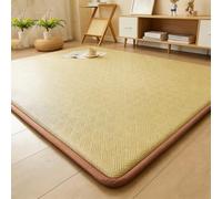 Générique Tapis Japonais en rotin Naturel, Tissage Respirant Ultra-Dense avec Coussin en Mousse à mémoire de Forme et Base antidérapante, Tapis au Toucher Frais(Green,100 * 200cm)