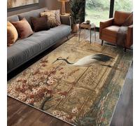Générique Tapis Japonais Salon 80x150 cm Motif Chinois Oiseaux Asiatique Vintage, Tapis Lavable Antidérapant Doux Poil Court, Decoration Chambre Descente De Lit Carpet, j1d5693