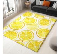 Générique Tapis Jaune à Poils Courts 160x230 cm - Fruit Aquarelle Tranche Citron, Tapis Lavable Antidérapant Doux pour Salon, Chambre Enfant, Salle à Manger, Crèche, Salle de Jeux