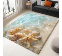 Générique Tapis Jaune Rêveur Plage Coquillages Perles Salon Chambre à Coucher Salle à Manger Couloir Chambre Cuisine Antidérapant Enfant Ado Décoration, Tapis Lavable 80 x 150 cm