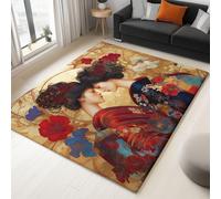 Générique Tapis Jaune Tradition Mer De Fleurs Geisha - Salon Chambre à Coucher Salle à Manger Couloir Chambre Cuisine Antidérapant Enfant Ado Décoration, Tapis Lavable 60 x 90 cm