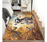 Générique Tapis Kawaii Animaux Lavable 60x90, Petit Tapis Entree Interieur Chambre, Motif Herbe Papillon, Paillasson Antidérapant, Poil Court, Doux, Decoration Maison Carpet