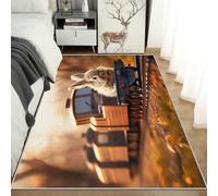 Générique Tapis Lapin Train Lavable 60x90, Petit Tapis Entree Interieur Chambre, Motif Kawaii Happy Humour, Paillasson Antidérapant, Poil Court, Doux, Decoration Maison Carpet