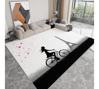 Générique Tapis Lavable 160 x 230 cm pour Chambre d'enfant, Coureur antidérapant vélo Fille Tour Eiffel pour Chambre - Tapis imprimé surréalisme à Poils Courts pour Salon Salle à Manger Bureau