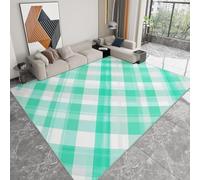 Générique Tapis Lavable 60 x 90 cm pour Chambre d'enfant, Coureur Antidérapant Vert Menthe Carreaux Rayures pour Chambre - Tapis Imprimé à Poils Courts Art Moderne pour Salon Salle à Manger Bureau