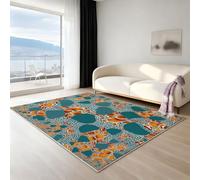 Générique Tapis Lavable antidérapant Cartoon Vintage Guitare Chat, 90 x 150 cm Tapis Moquette de Chambre à Poils Ras, Paillasson Intérieur pour Salon, Chambre d'enfant, Salle à Manger, Orange Noir