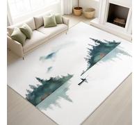 Générique Tapis Lavable Antidérapant Moderne Minimaliste Calme Élégant Aquarelle Zen Paysage Doux, 50 x 80 cm Tapis Moquette de Chambre à Poils Ras, Paillasson Intérieur pour Salon