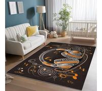 Générique Tapis Lavable Douce, Rétro Musique Notes Écouteurs Rectangulaire Tapis IntéRieur - Dessous AntidéRapant Tapi 90 x 120 cm Blanc Cassé pour Salle à Salon Chambrepile Bureau DéCoration