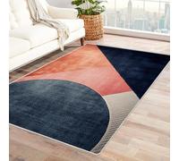 Générique Tapis Lavable Figures géométriques Grand Format, avec Envers antidérapant et Bordures résistantes, pour Salon, Chambre et Salle à Manger(Pink)-60x90cm