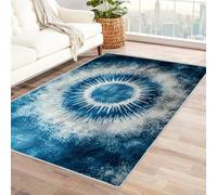 Générique Tapis Lavable Modèle Abstrait Grand Format, avec Envers antidérapant et Bordures résistantes, pour Salon, Chambre et Salle à Manger(Blue)-150x180cm