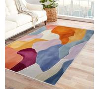 Générique Tapis Lavable Modèle Abstrait Grand Format, avec Envers antidérapant et Bordures résistantes, pour Salon, Chambre et Salle à Manger(Orange)-60x90cm