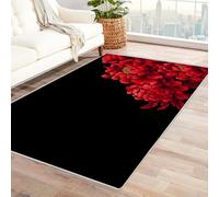 Générique Tapis Lavable Pivoines en Fleurs Grand Format, avec Envers antidérapant et Bordures résistantes, pour Salon, Chambre et Salle à Manger(Rouge)-150x240cm