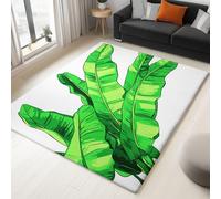 Générique Tapis Lavable Salon à Poils Courts Antidérapant - Tapis Poil Ras Chambre Plante Feuille Banane Dessinée Main, Super Doux Decoration Maison Interieur Moquette, Vert, 140x200cm