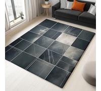 Générique Tapis Lavable Salon à Poils Courts Antidérapant - Tapis Poil Ras Chambre Simple Noir Blanc Ciel Patchwork, Super Doux Decoration Maison Interieur Moquette, Gris Foncé, 140x200cm