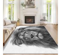 Générique Tapis Lion, Grand Tapis Salon 160x230 Faune Sauvage Afrique Carpette Chambre, Flanelle Poil Ras Moelleux - Antidérapa Lavable en Machine H-70