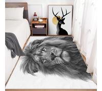 Générique Tapis Lion Interieur 150 x 150 cm, Tapis Salon Lion Animaux Sauvage Chambre, Moquette Motif Antidérapant Lavable Poil Ras Doux, Décoration Intérieure QAZ77