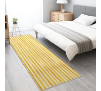 Générique Tapis Long de Salon Entrée Rayures Horizontales Aquarelle 80 x 300 cm Tapis Interieur Chambre Couloir Cuisine Paillasson Antidérapant Jaune à Poils Ras Lavable en Machine