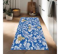 Générique Tapis Long Motif Baroque De William Morris 60 x 180 cm Tapis Couloir, Bleu Lavable Et Antidérapant - Tapis De Passage pour Couloir Cuisine Ou Chambre Résistant Facile À Nettoyer Moquette