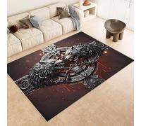 Générique Tapis Loup 60x120 cm Imitation Cachemire Tapis Chambre Totem Viking 3D Imprimé Motif Haute Résistance Lavable en Machine Parfait pour Salons Chambres d'Hôtes de Luxe et Espaces de Réception