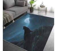 Générique Tapis Loup, Grand Tapis Salon 120x120 Hurlement du Loup Faune Carpette Chambre, Flanelle Poil Ras Moelleux - Antidérapa Lavable en Machine H-6