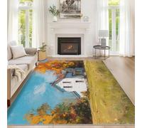 Générique Tapis Maison de Campagne, Tapis Entree Interieur Arbre d'automne, Poils Antidérapant Courts Doux Moquette Paillasson Interieur Entree Un Nettoyage Facile 40x60 cm P-&60