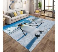 Générique Tapis Manchot Interieur 180x200cm, Motif Iceberg Antarctique Animaux Tapis Salon Chambre Cuisine Bureau Antidérapant, Lavable, Doux, Poil Ras, Decoration Maison